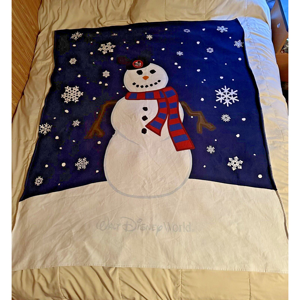 Walt Disney World Disneyland Resort Throw Blanket Mickey Mouse Ears Snowman